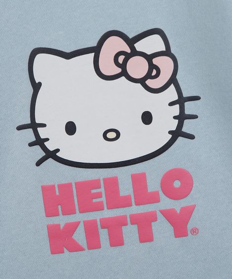 conjunto longo infantil de moletom hello kitty azul