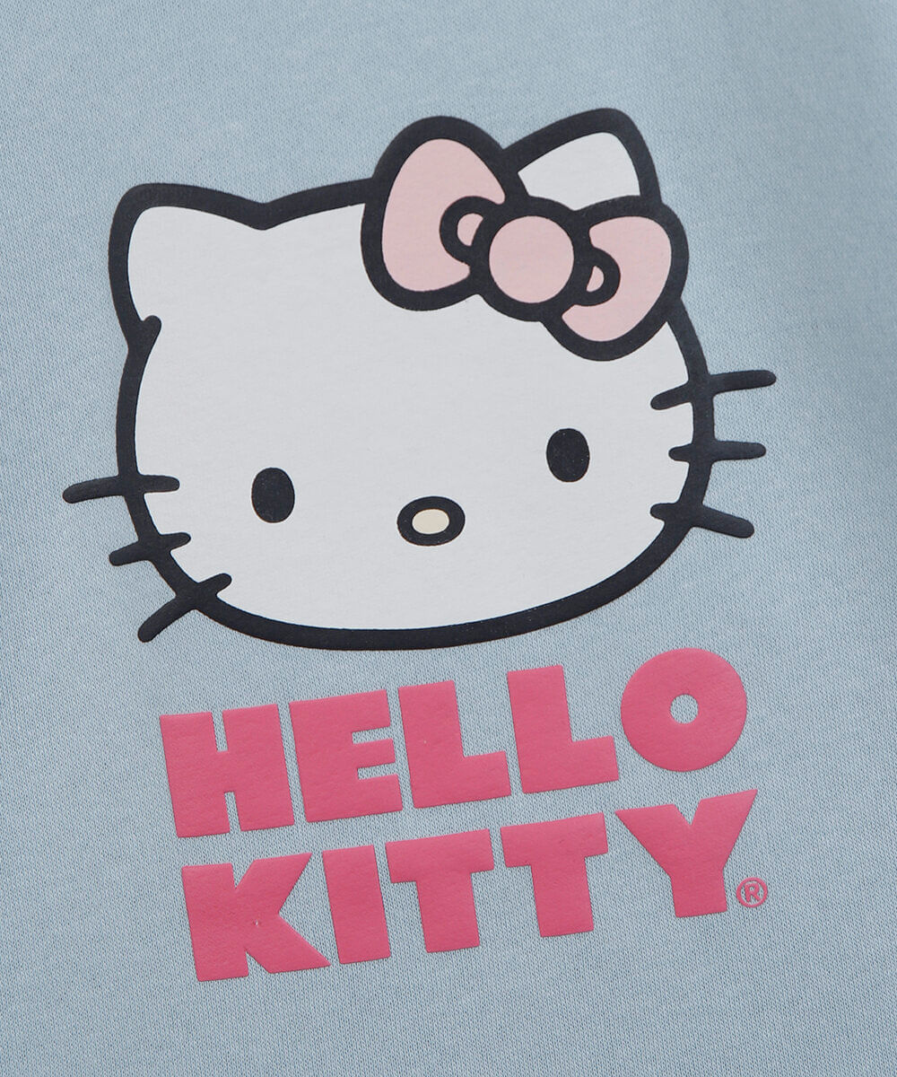 conjunto longo infantil de moletom hello kitty azul