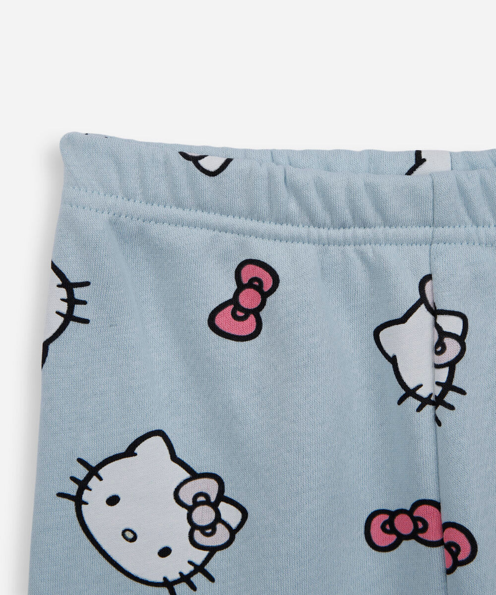 conjunto longo infantil de moletom hello kitty azul