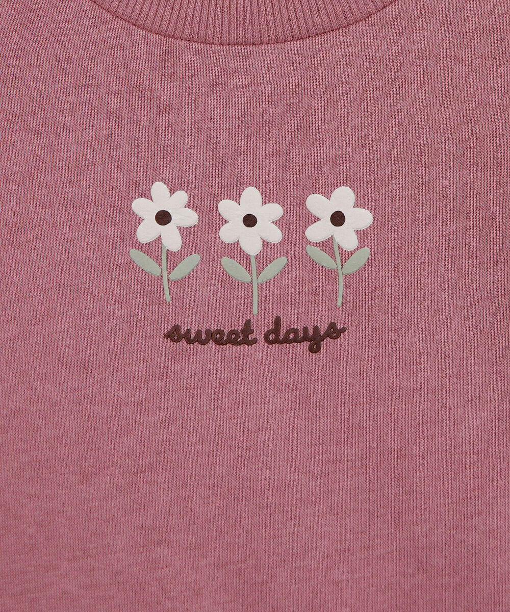 conjunto longo infantil de moletom sweet days floral rosa
