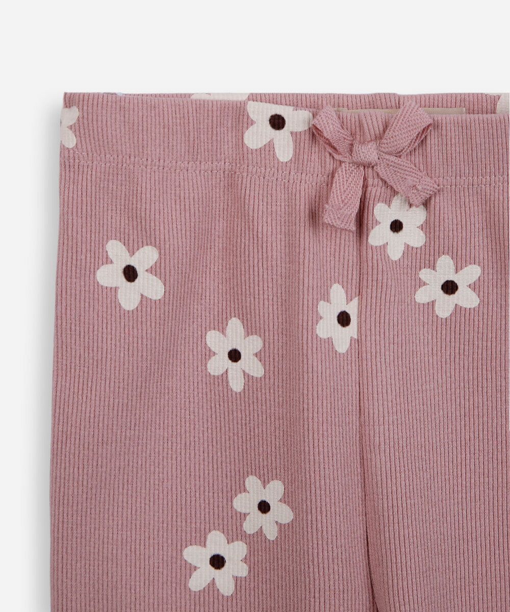 conjunto longo infantil de moletom sweet days floral rosa
