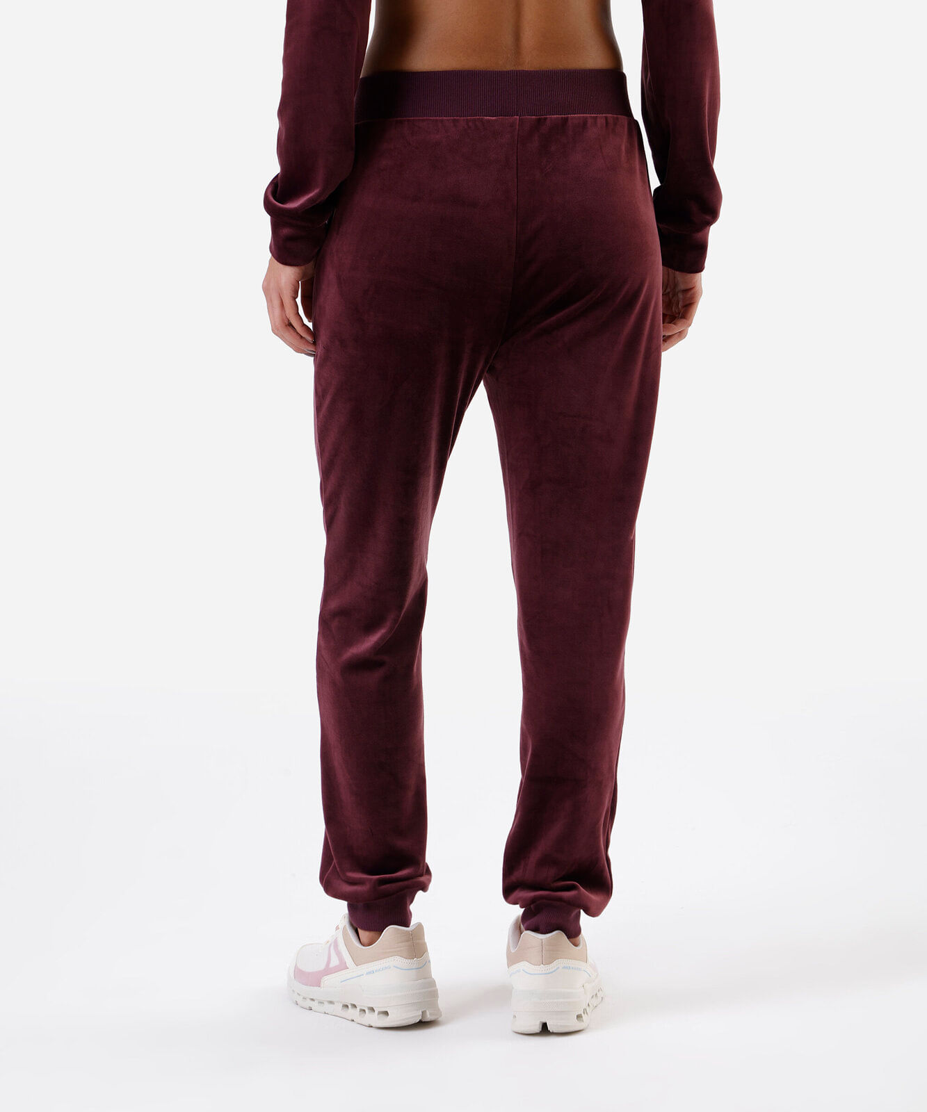 calça reta de plush cintura alta esportiva vinho