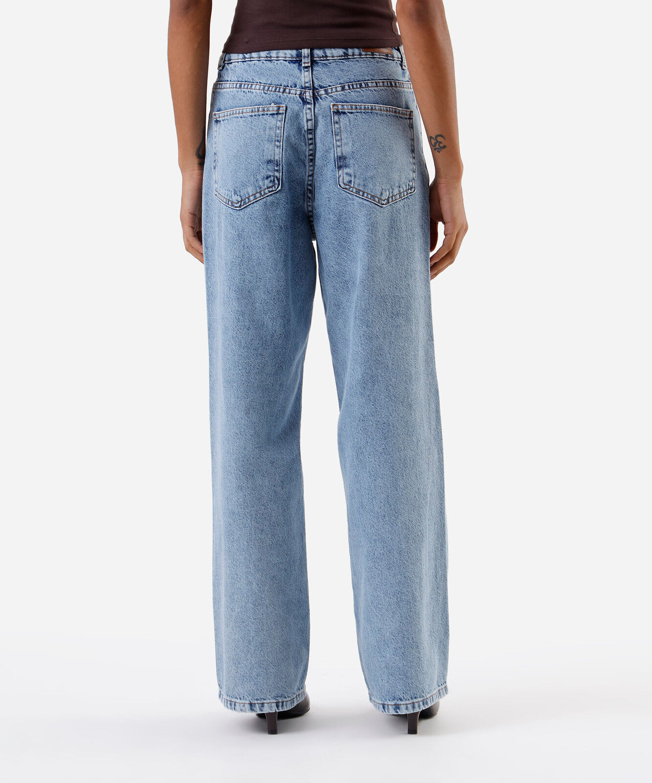 calça wide leg petit feminina jeans sawary azul