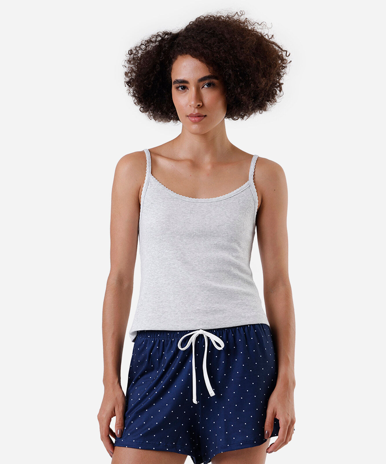 short de pijama avulso feminino poá azul