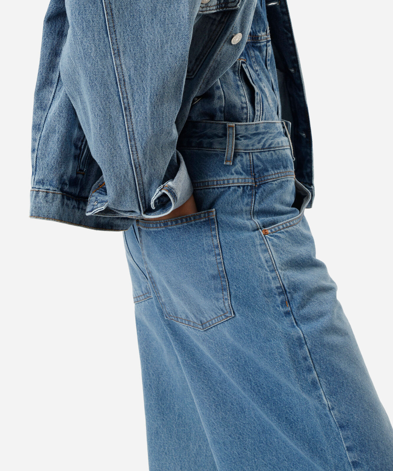 calça baggy feminina jeans cintura média azul