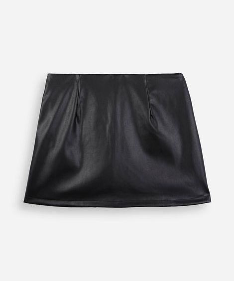 short saia juvenil plissada com fenda preto