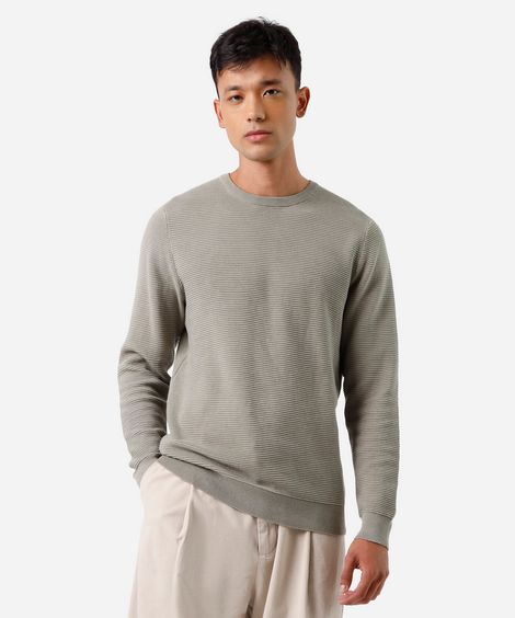 suéter de tricot canelado verde