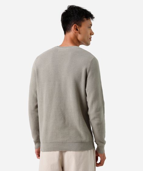 suéter de tricot canelado verde