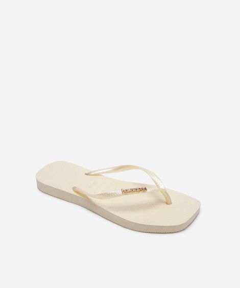 chinelo feminino havaianas slim bico quadrado amarelo