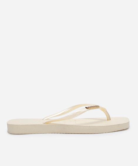 chinelo feminino havaianas slim bico quadrado amarelo