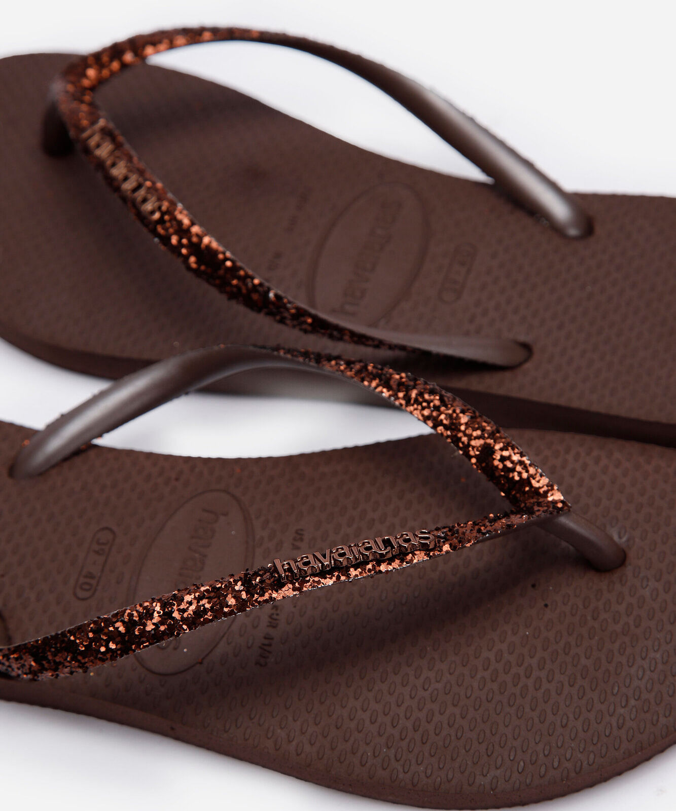 chinelo havaianas feminino slim glitter ii marrom