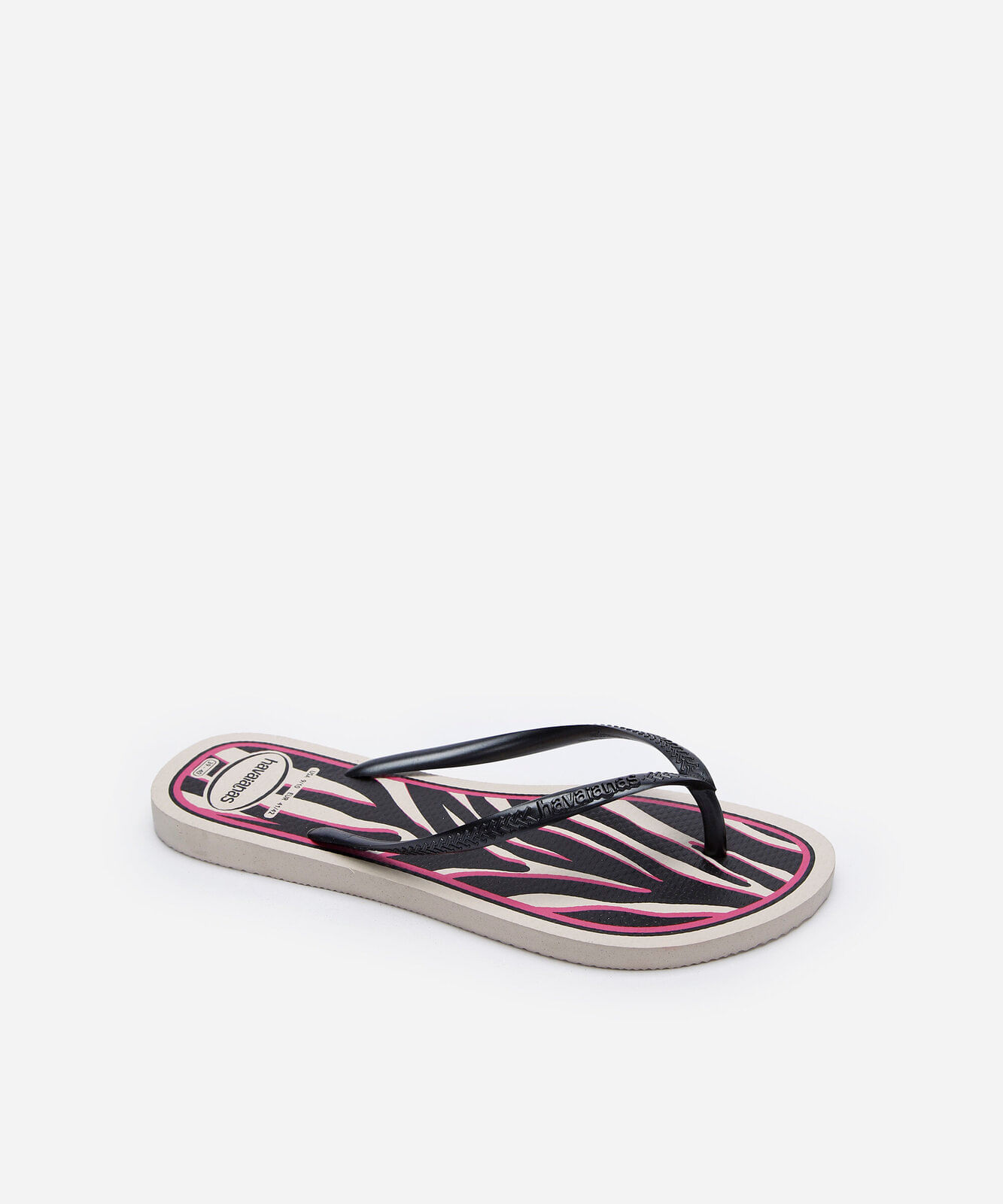 chinelo feminino havaianas slim animal print bege