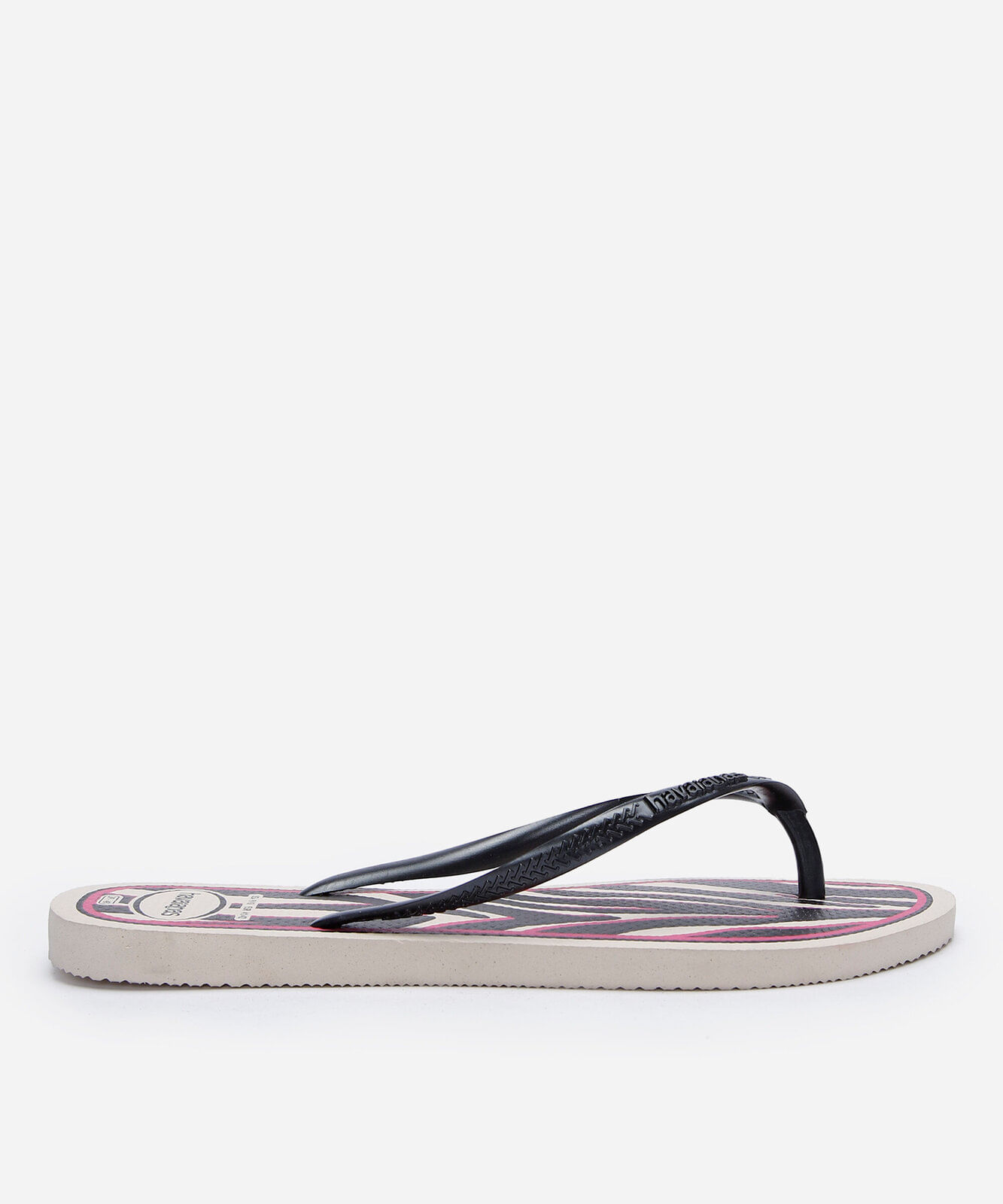 chinelo feminino havaianas slim animal print bege