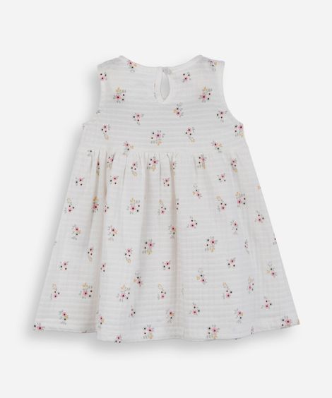 vestido midi infantil com laço floral off white