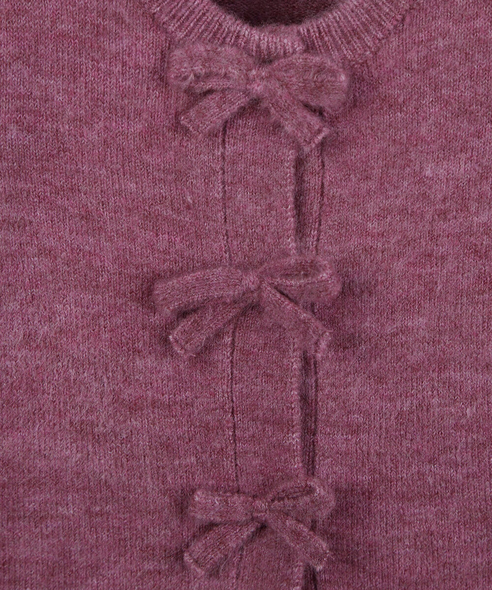 cardigan infantil de tricot com laços rosa