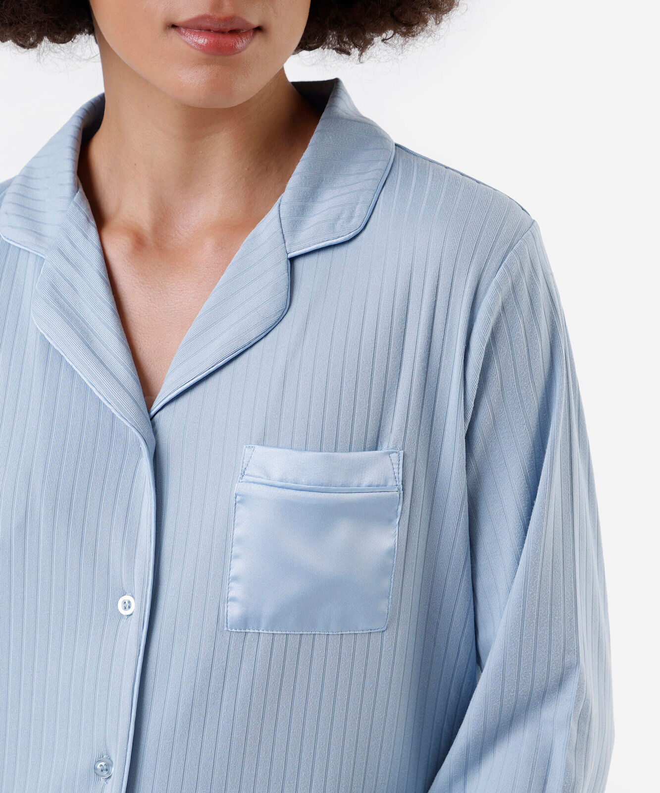pijama americano feminino canelado azul