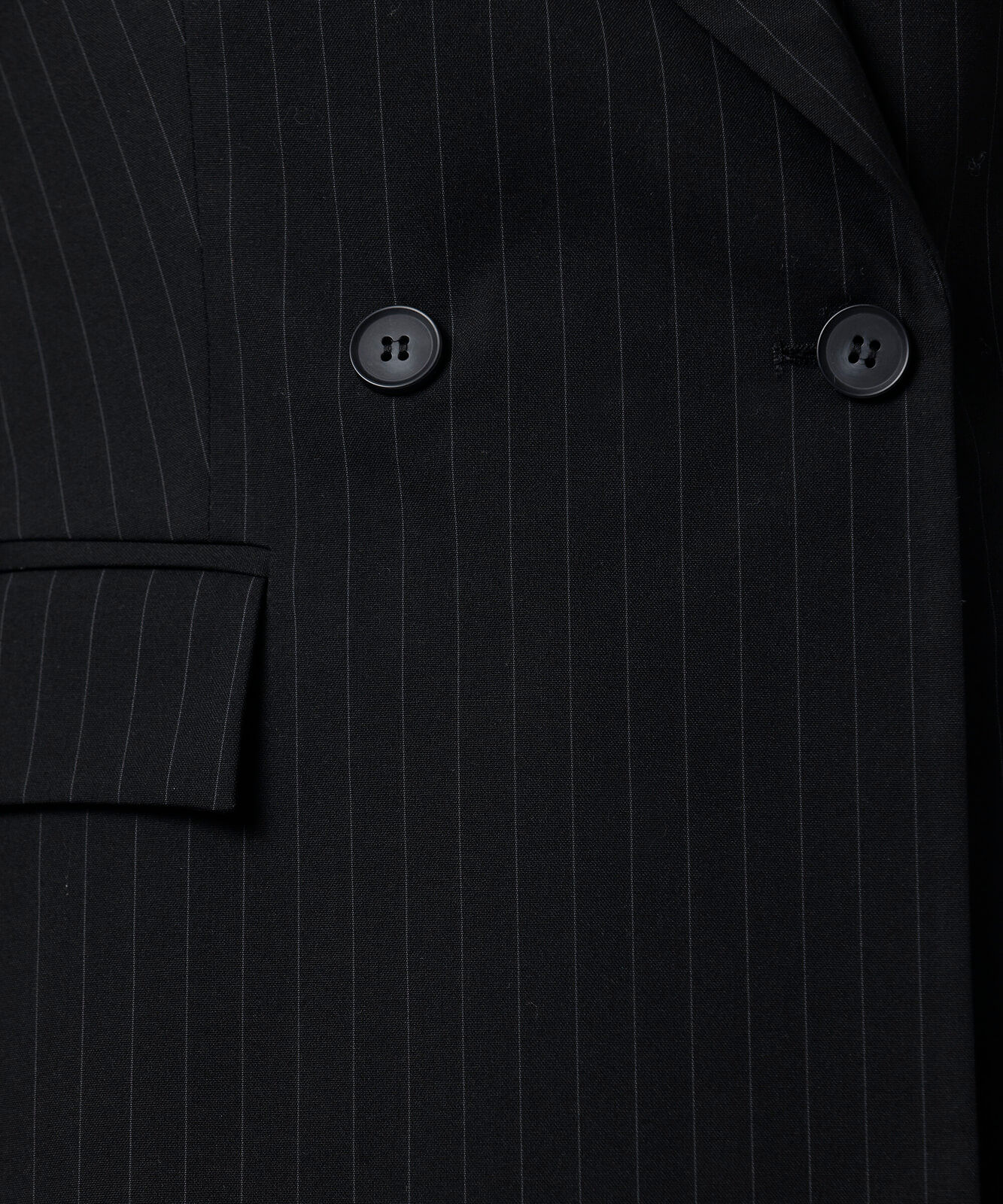 blazer de alfaiataria feminino acinturado risca de giz mindset preto