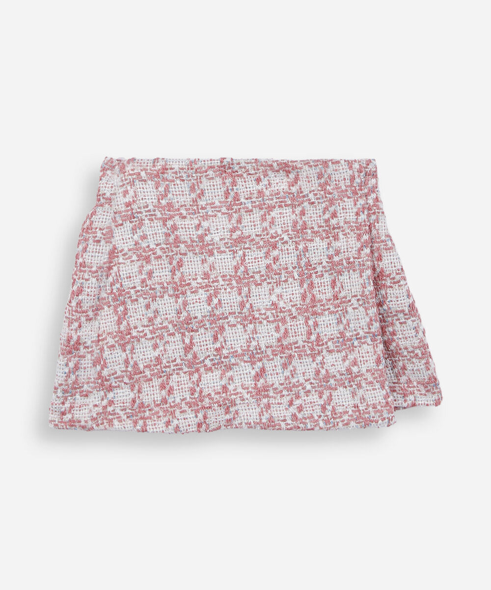 short saia infantil de tweed texturizado com lurex rosa