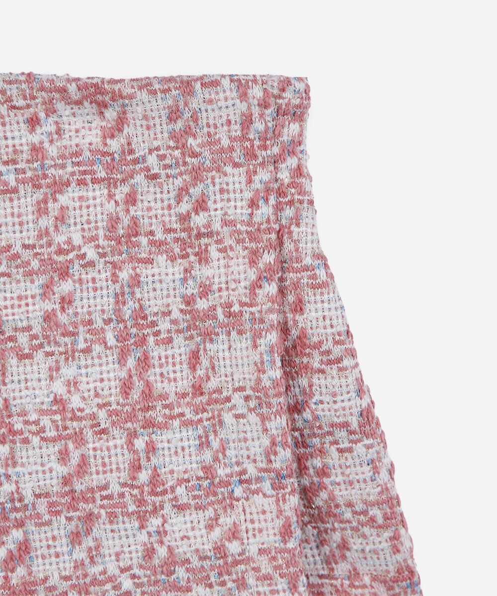 short saia infantil de tweed texturizado com lurex rosa
