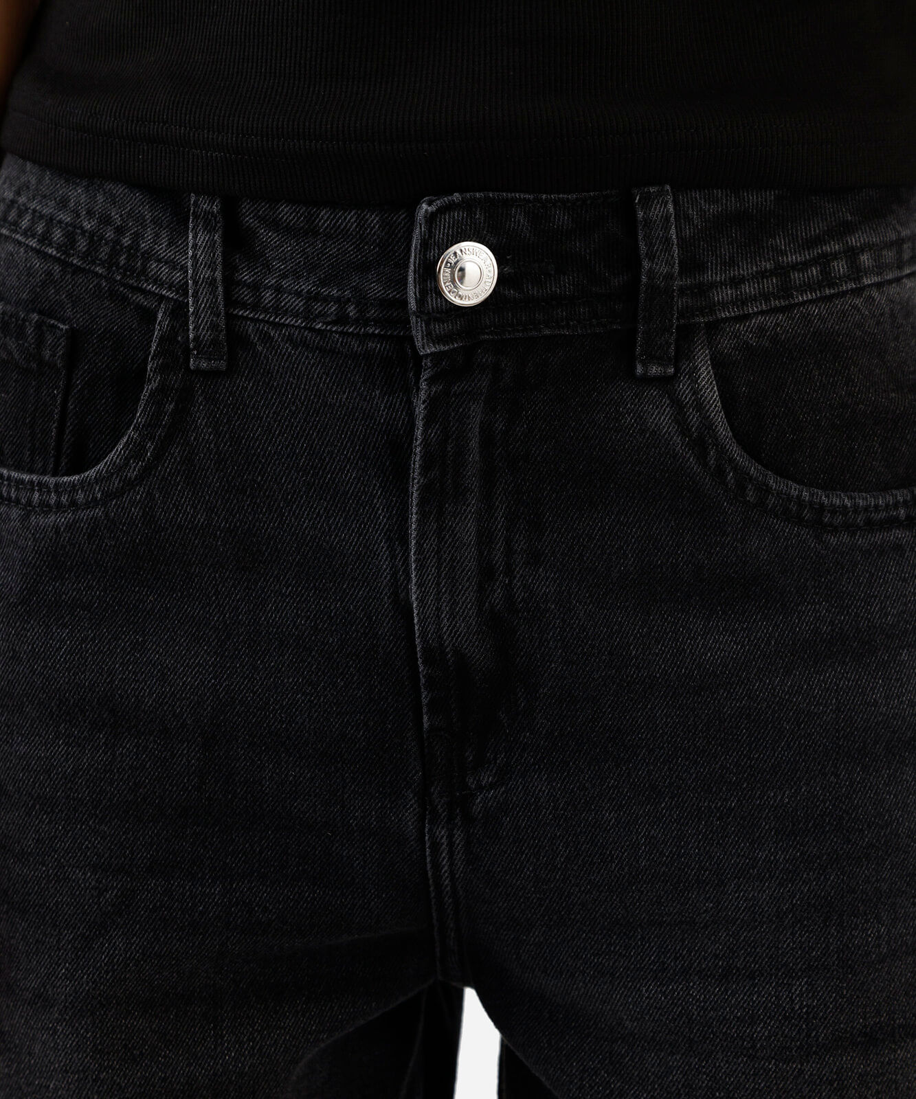 bermuda jorts feminina jeans cintura alta preta