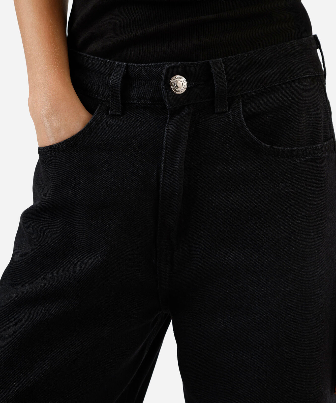 calça jeans wide leg cintura super alta preta