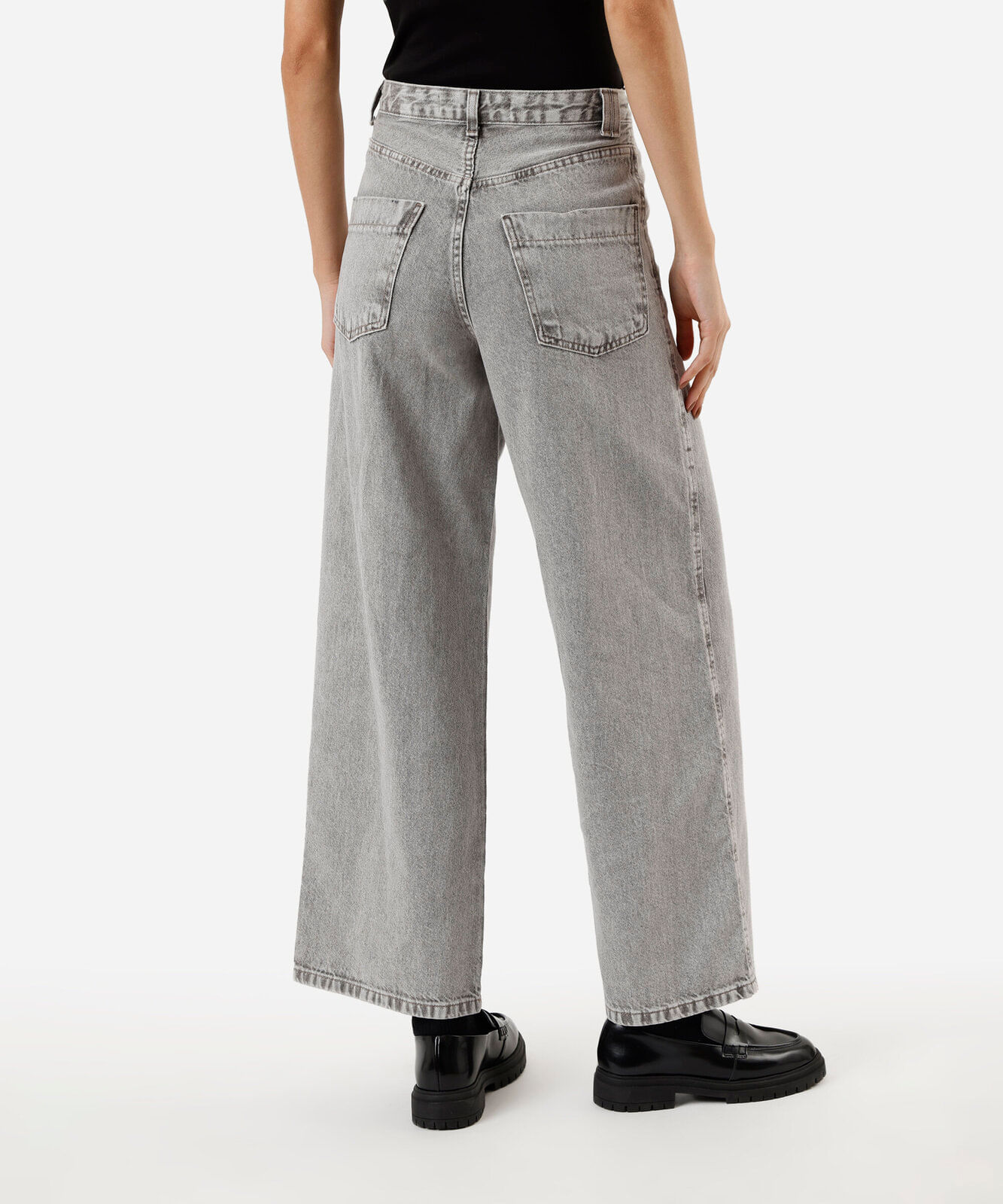 calça jeans skater cintura média - cinza