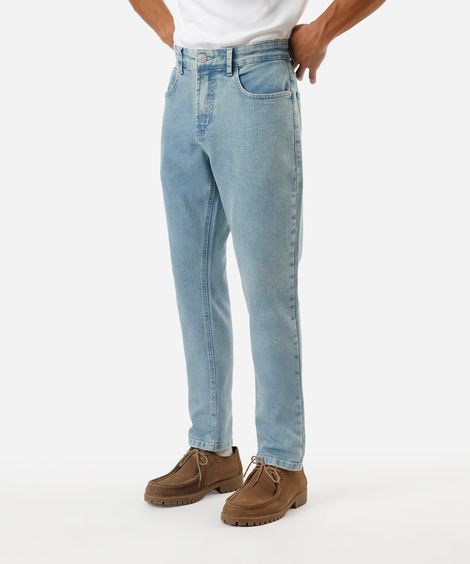 calça slim jeans com bolsos azul