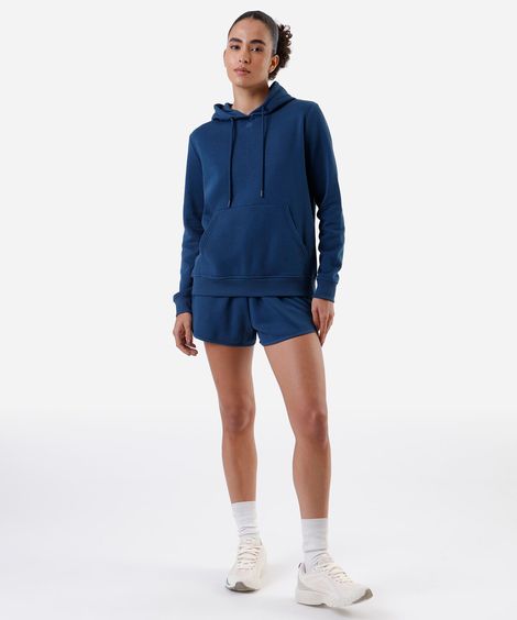 short de moletom cintura média esportivo ace azul