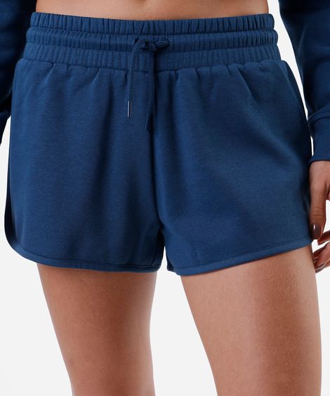 short de moletom cintura média esportivo ace azul