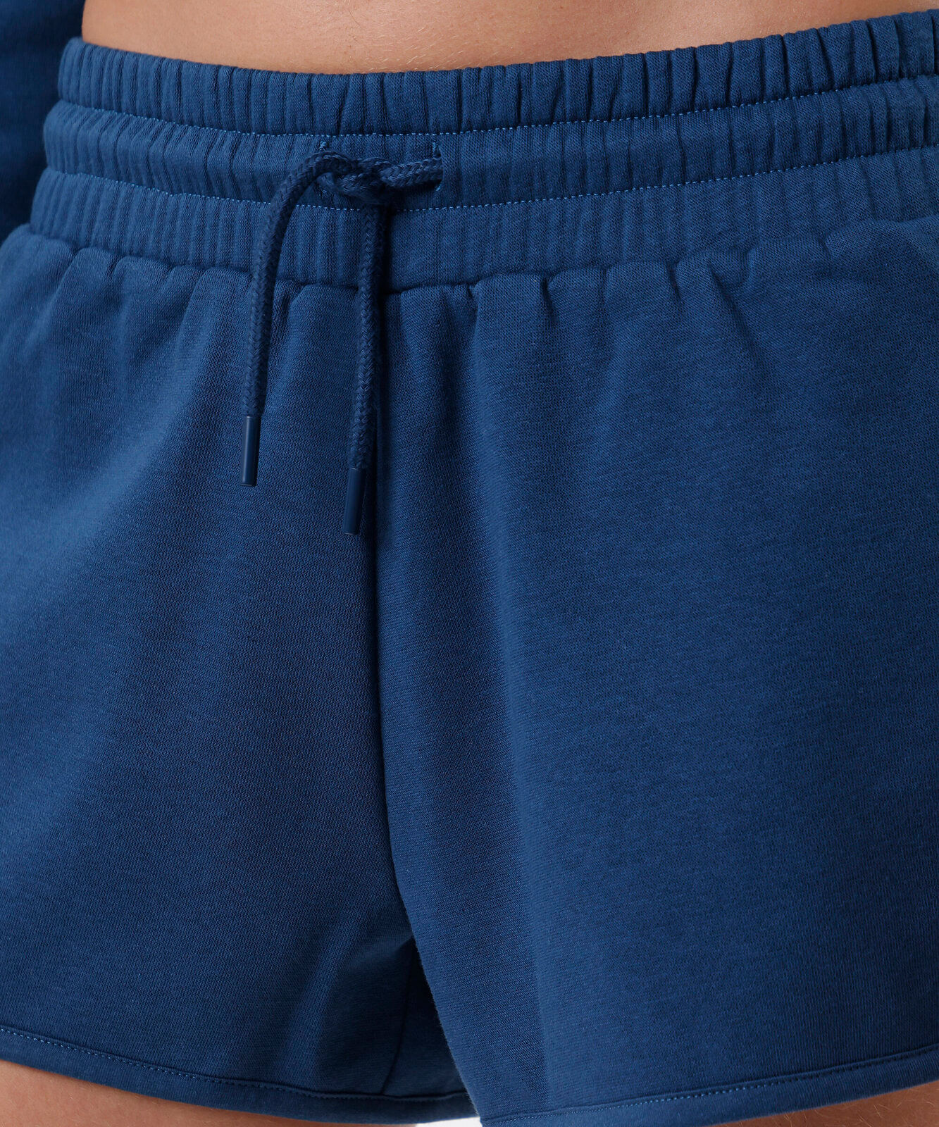 short de moletom cintura média esportivo azul