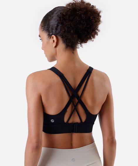 top feminino esportivo ace com fecho ajustável preto