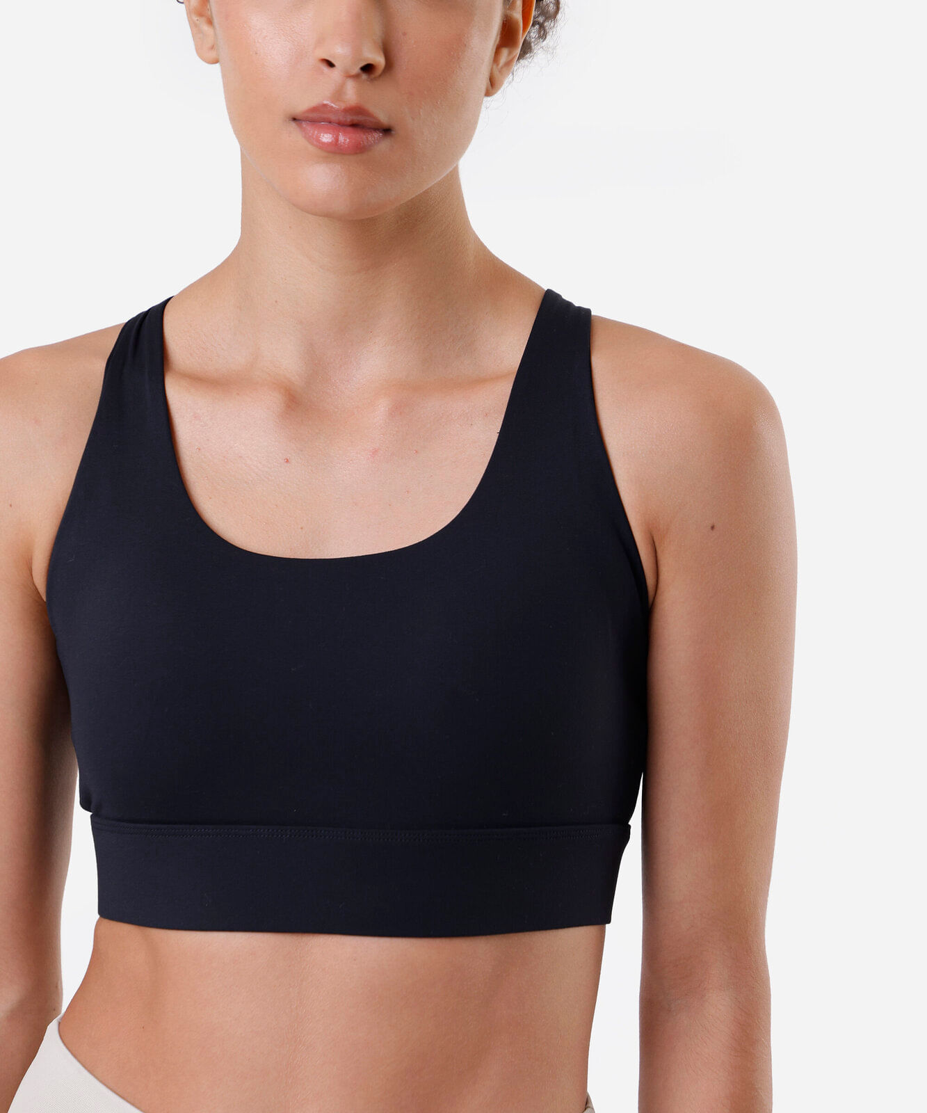 top feminino esportivo com fecho ajustável preto