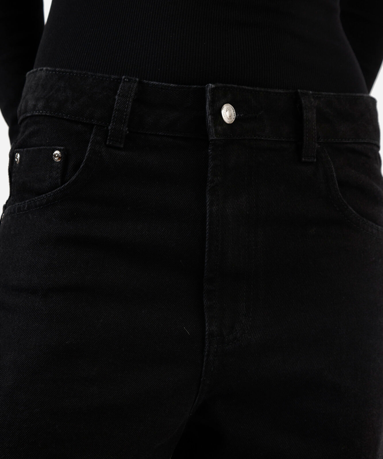 calça wide leg feminina jeans cintura média preta