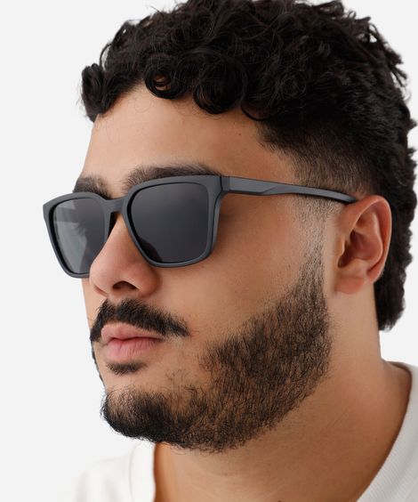 óculos de sol masculino redondo de acetato preto