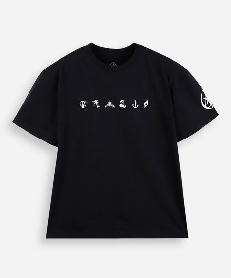 camiseta juvenil de algodão katseye oversized preta