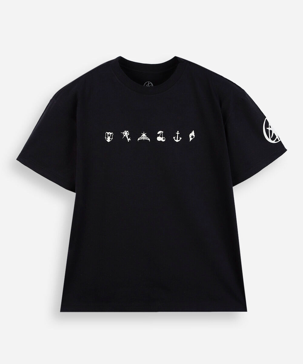 camiseta juvenil de algodão katseye oversized preta