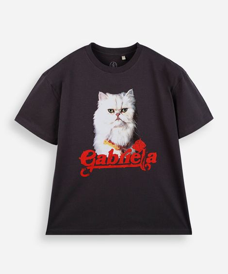 camiseta juvenil de algodão katseye oversized cinza