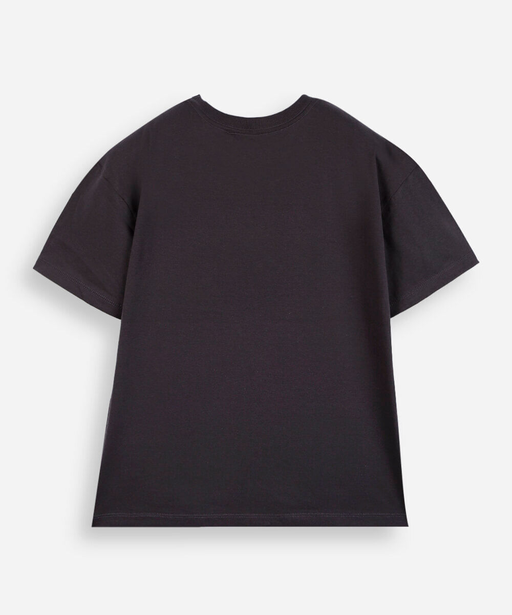 camiseta juvenil de algodão katseye oversized cinza