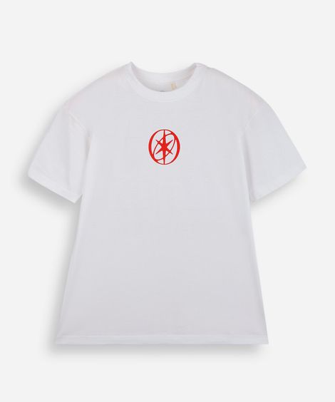 camiseta juvenil de algodão katseye oversized off white