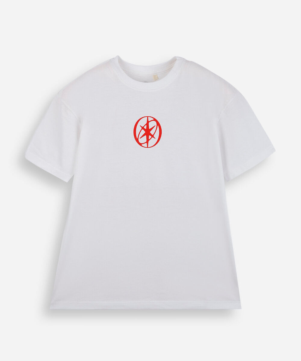 camiseta juvenil de algodão katseye oversized off white