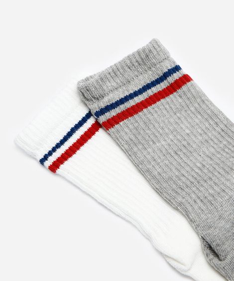 kit de 2 meias cano alto college pilates com antiderrapante colorido