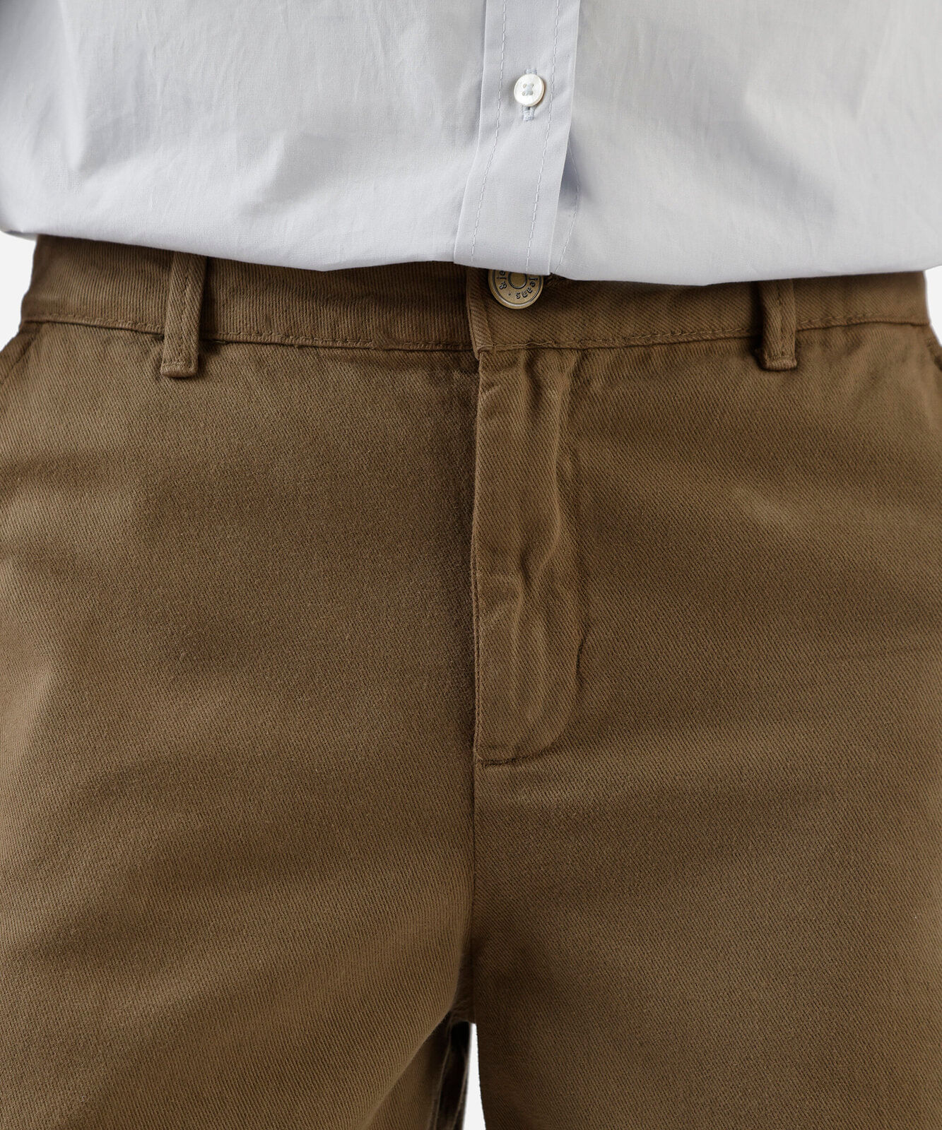 calça baggy feminina de sarja barra ajustável cintura média verde