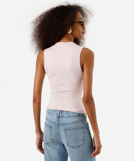 regata básica feminina de algodão decote redondo rosa
