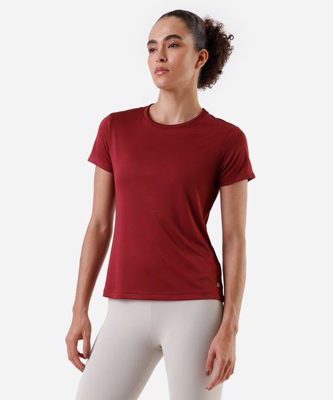 blusa feminina básica manga curta esportiva vinho