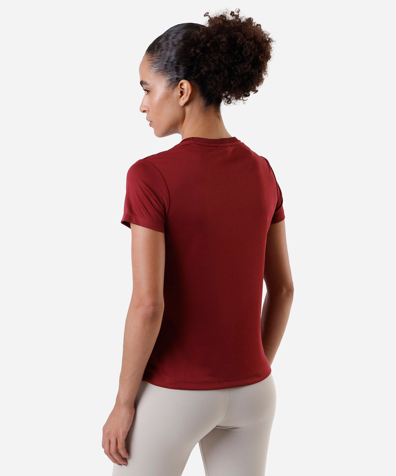 blusa feminina básica manga curta esportiva vinho
