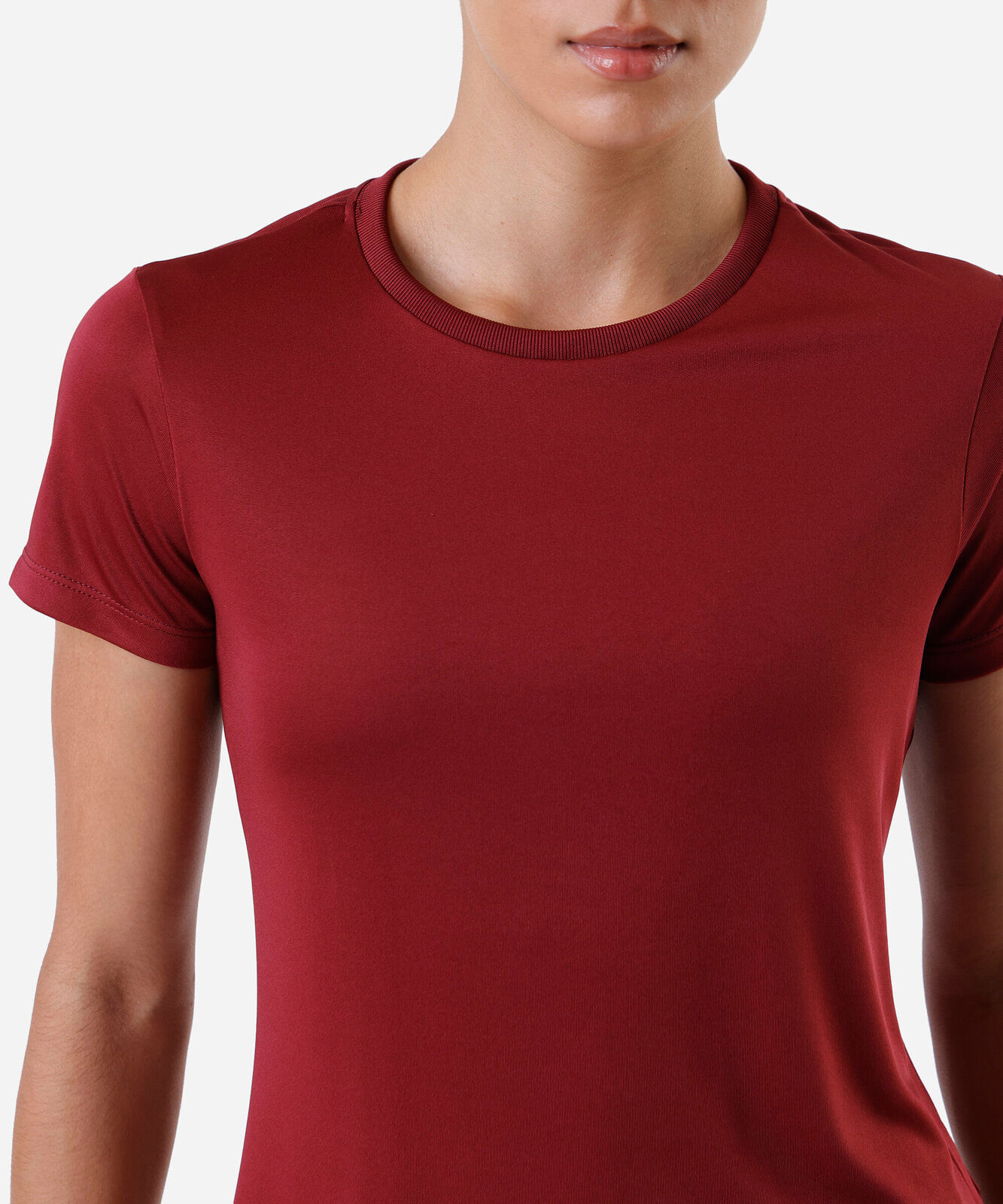 blusa feminina básica manga curta esportiva vinho