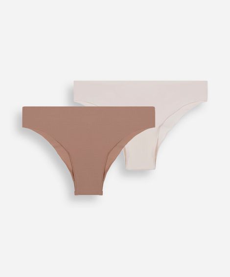 kit de 2 calcinhas biquíni feminina de algodão corte a fio colorido