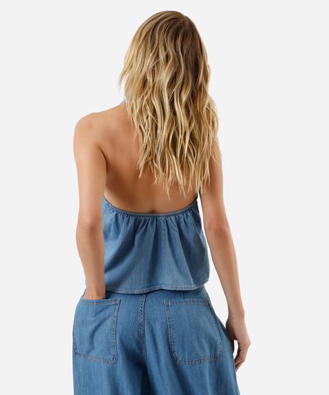 blusa frente única feminina jeans azul