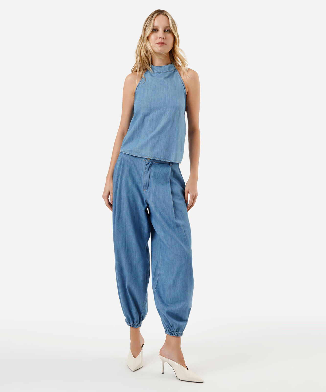 blusa frente única feminina jeans azul