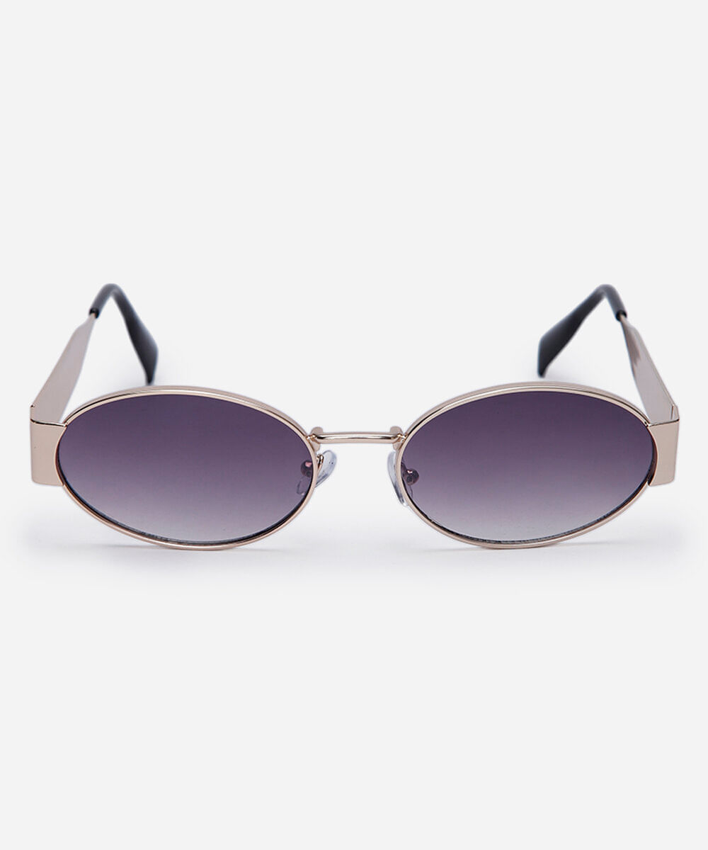 óculos de sol feminino oval de metal triton dourado